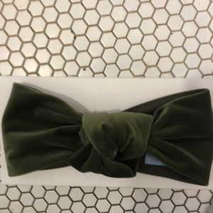 Moss green velvet “turban’ headband